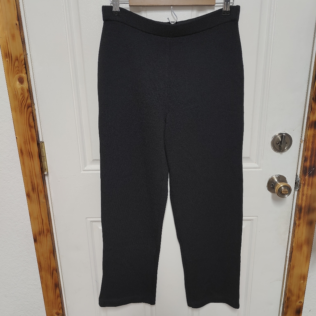 St John Evening Santana Knit Black Flat Panel Santana Pants Sz 4,Stretchy, Read